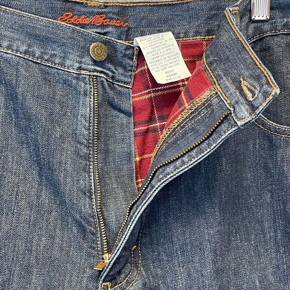 EDDIE BAUER Flannel Lined Jeans Men's Size 40X30 Blue Straight Leg Relaxed Fit - Picture 13 of 16